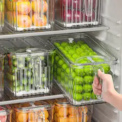 Refrigerator Storage Food Container Fresh Vegetable Fruit Boxes Drain Basket Storage Containers Pantry Kitchen Organizer