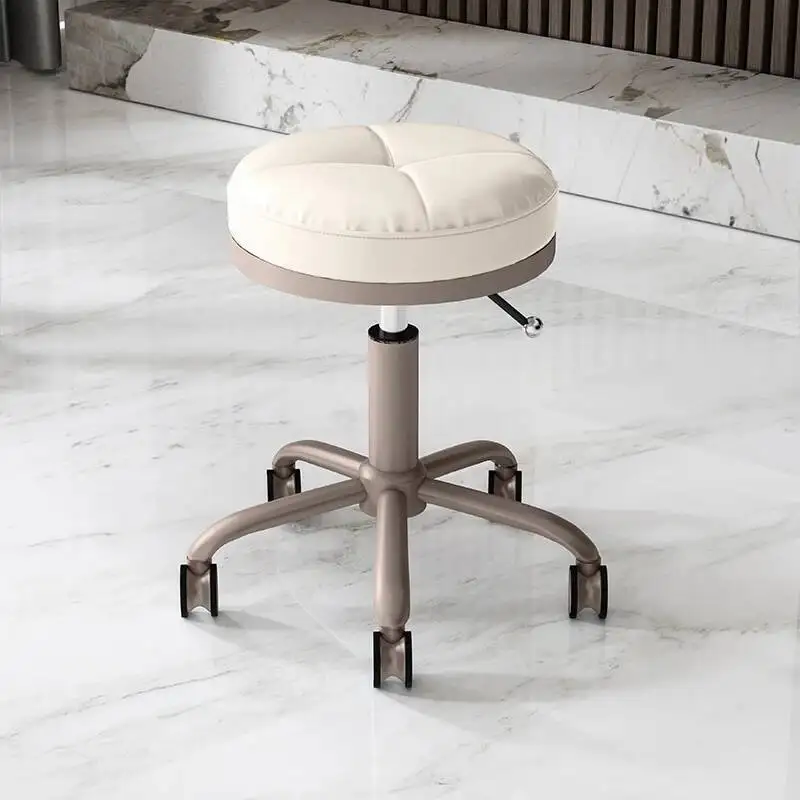 Simple Hairdressing Stool Wheels Portable Rotating Barber Chair Professional Backrest Silla Estetica Barber Equipment MQ50BC