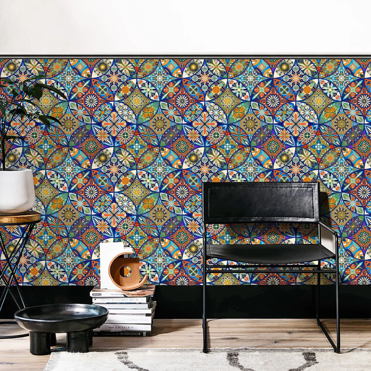 بوهو المائية دائرة المرور الفينيل خلفية أنيقة قشر وعصا أنماط البلاط البلاستيكية خلفية الرجعية خزانة أثاث ملصق #5