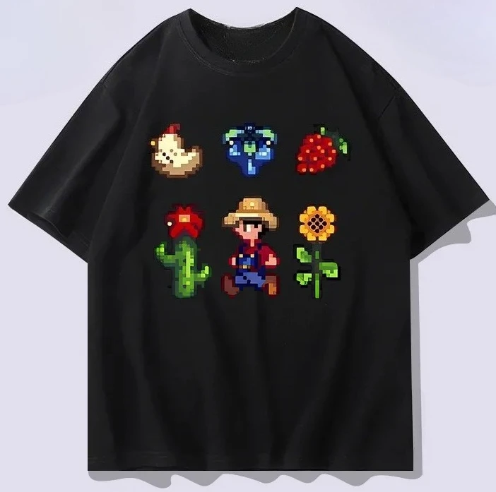 تي شيرت Stardew Valley بأكمام قصيرة للرجال 2025 ملابس صيفية جديدة على طراز بيكسل للمراهقين #1