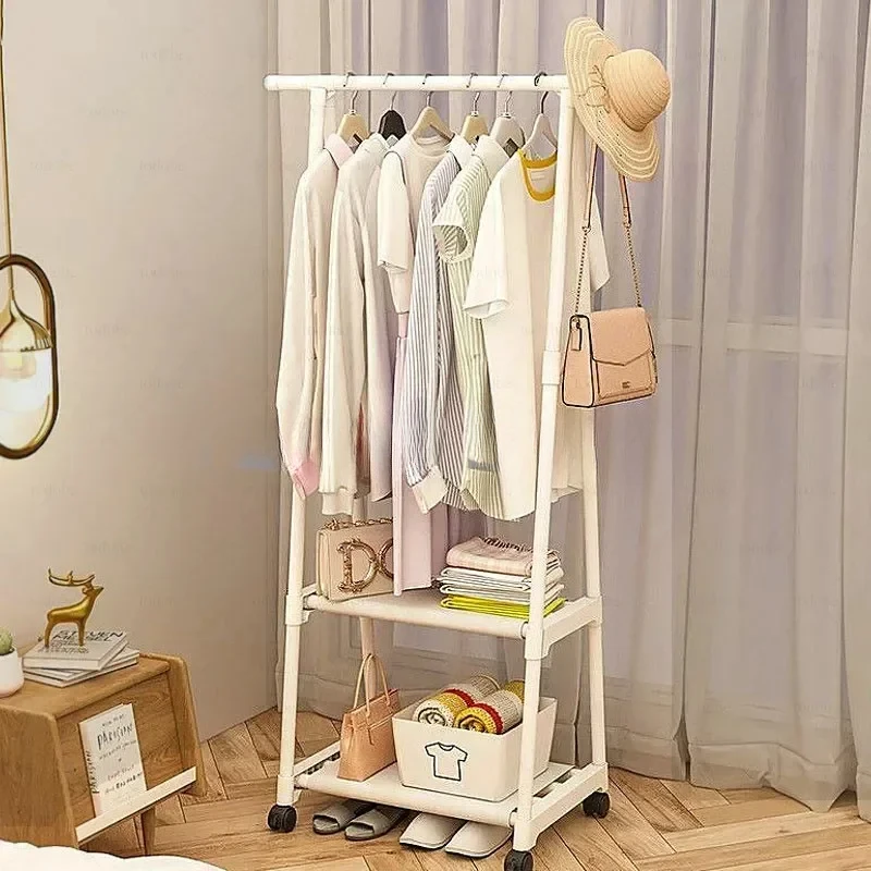 

Standing Triangle Coat Rack Foldable Wardrobe Clothes Hanger Easy Assembled Portable Clothing Rack With Wheels Furniture