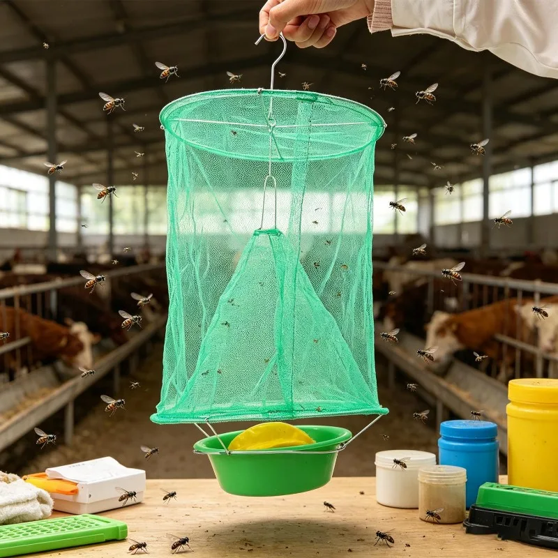 Foldable Hanging Fly Mesh Cages Orchard Garden Flies Mosquitoes Catcher Killer Farm Yard Pest Control Outdoor Fly Traps Tools