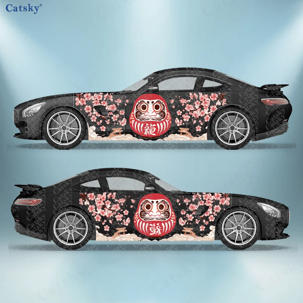 

2pcs Japanese Ghost Cherry Blossom Car Side Wraps, Self-Adhesive PVC Waterproof & Scratch-Resistant Stickers, Car Accessory Gift