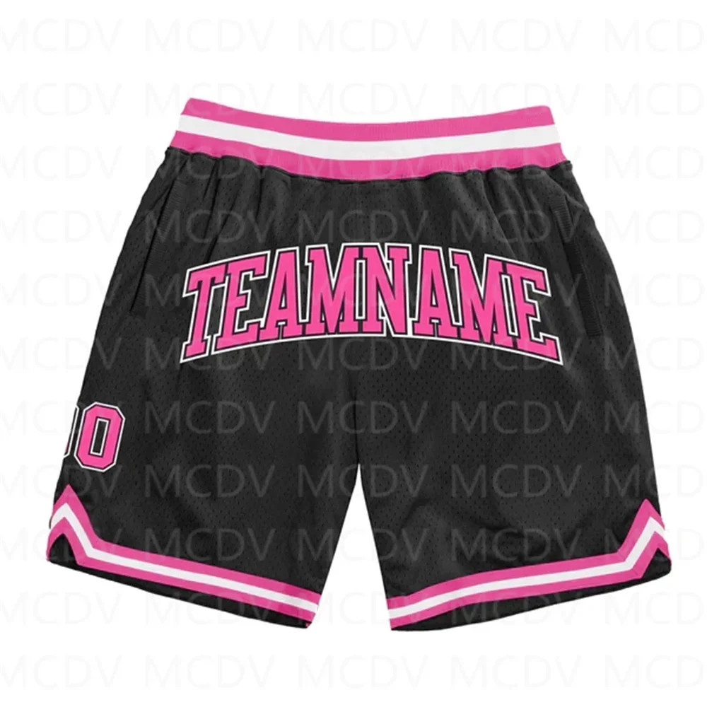 Custom Black -Red Authentic Throwback Basketball Shorts 3D All Over Printed Men's Shorts Quick Drying Beach Shorts