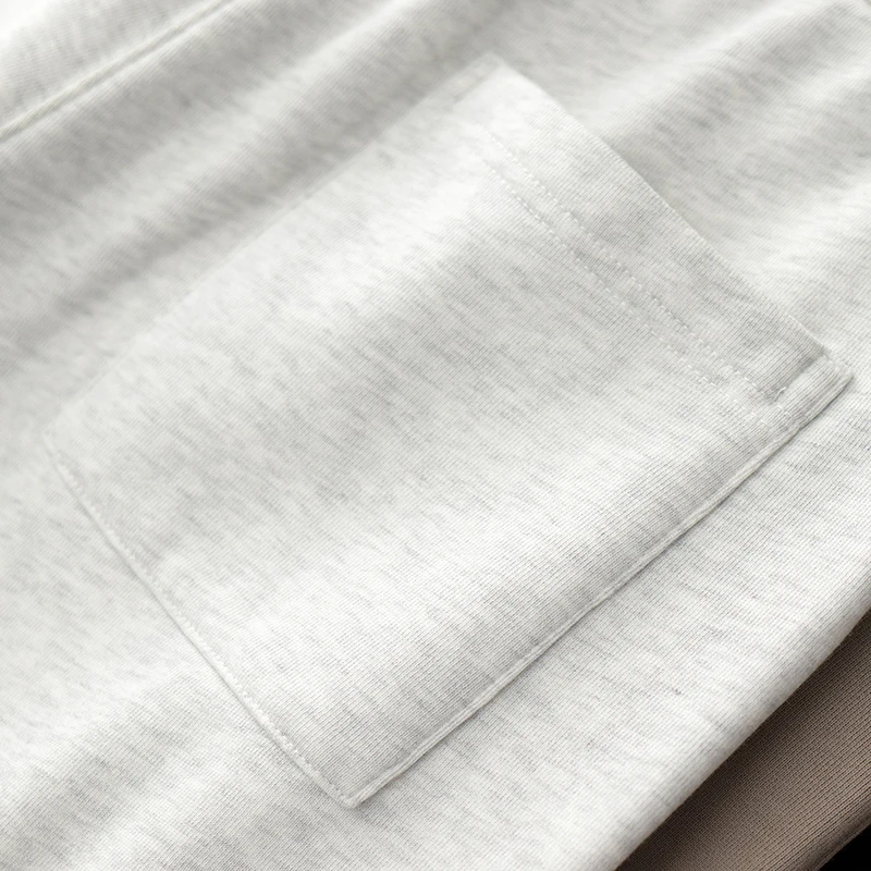 الصيف الرجال محبوك القطن orts مرونة الخصر الثقيلة الجانب سستة عادية رياضة خمسة أرباع طول Sweatpants مستقيم الساق