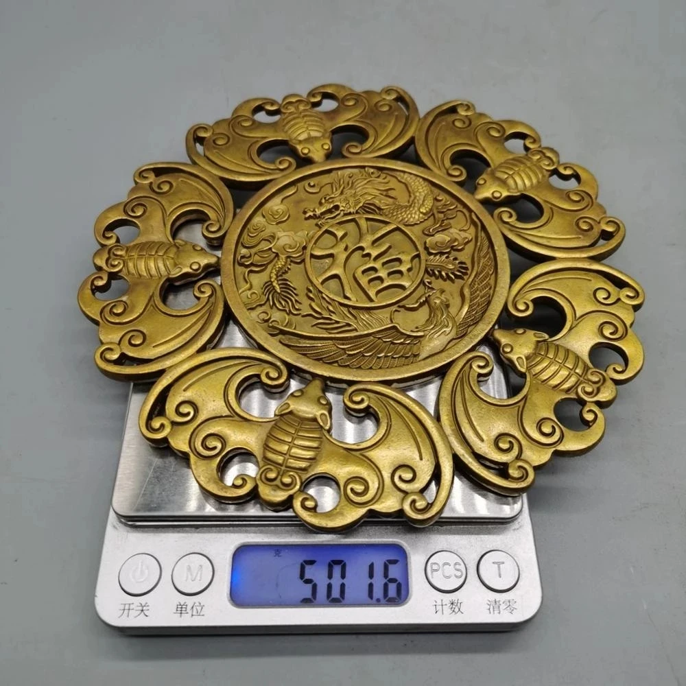 Exquisite brass Wufu linmen home decoration