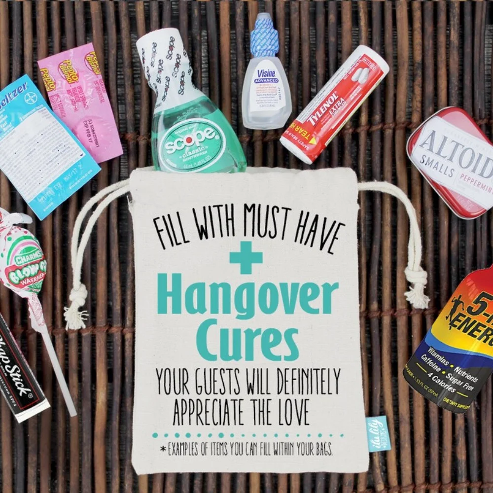 25 pcs custom Bachelor Party Hangover AF Favor Bag-Bachelor Groomsmen Favor-Heavy Cotton Canvas Double Drawstring Favor Bag