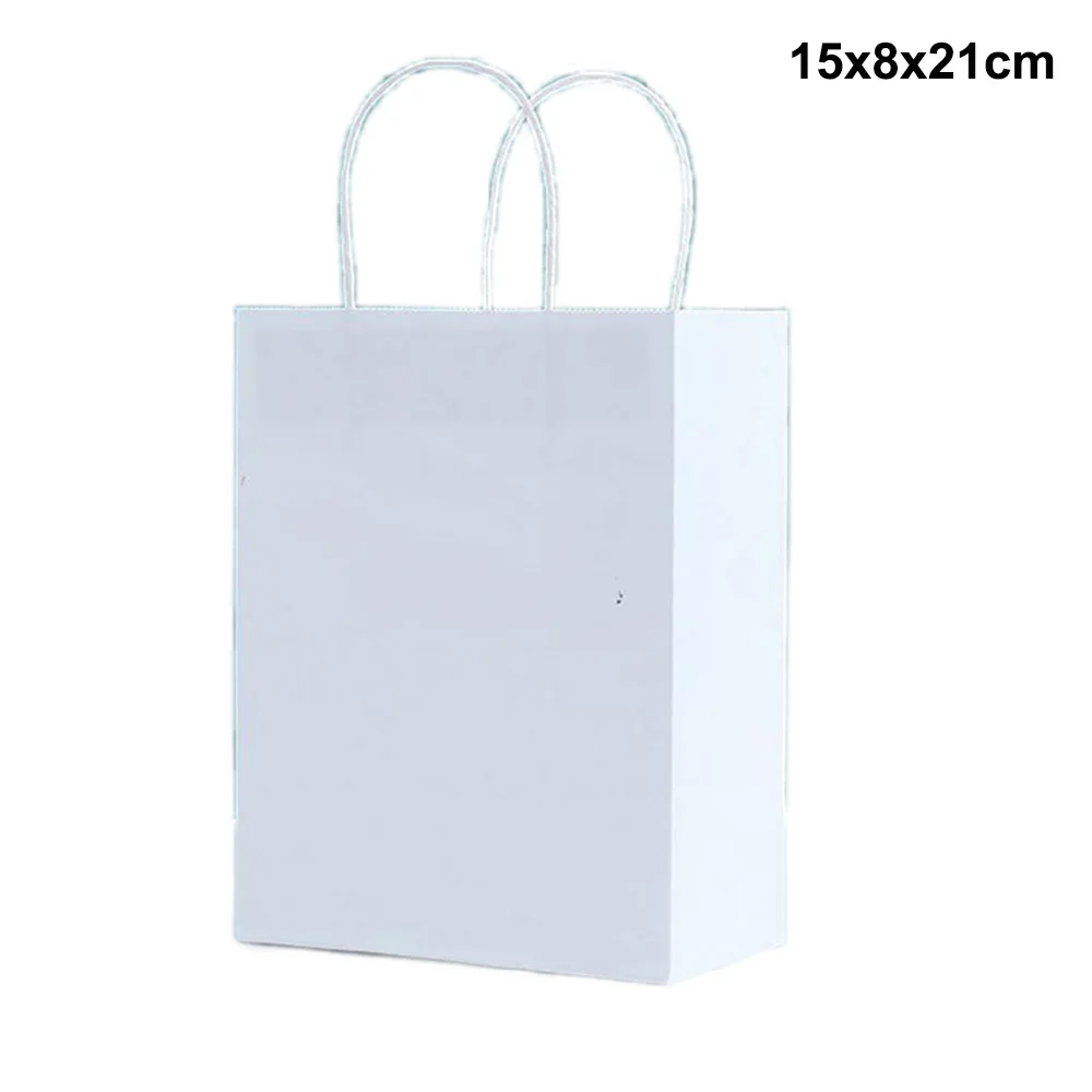 10-50 Stück Papier-Geschenktüten in Weiß, Einfarbige Süßigkeiten- und Snacktüten mit Griff für Kindergeburtstage, Babypartys und Dekorationszwecke – Detail 2