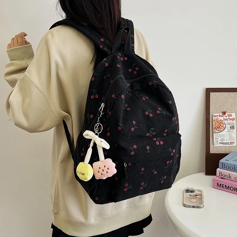 

Fashion Versatile Women's Large Capacity Cherry Print Student Schoolbags Simple Casual Outdoor Vacation Travel Sports Backpack