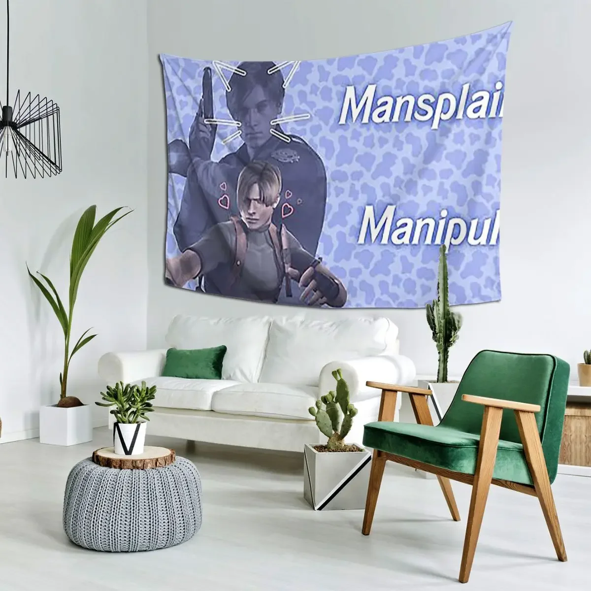 Mansplain, Manipulate, Malewife Leon (Cow) Tapestry Hippie Wall Hanging Aesthetic Home Tapestries for Room Bedroom Dorm Room