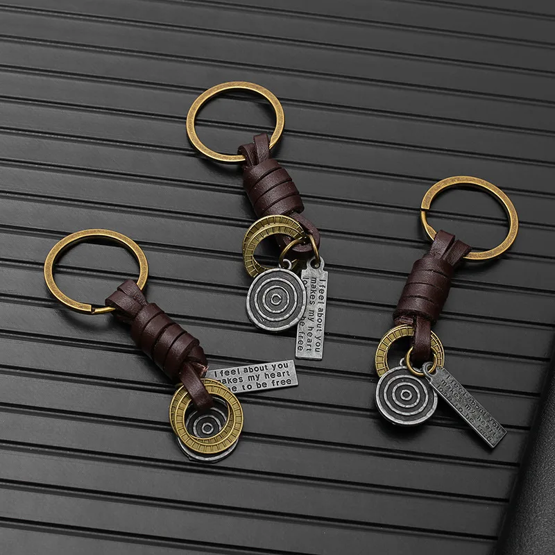10pcs /lot Vintage Leather Rope Key Chain Handmade Metal Punk Style Currency Key Rings Accessories Car Key DIY Jewelry Gifts