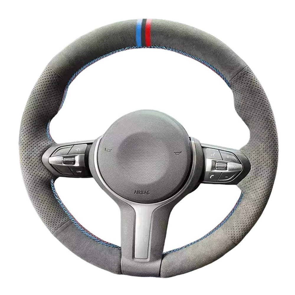 For BMW M Sport F10 F12 F30 F32 F34 F45 F22 F39 F15 F16 F25 F26 Car Steering Wheel Soft Suede Leather Cover Trim