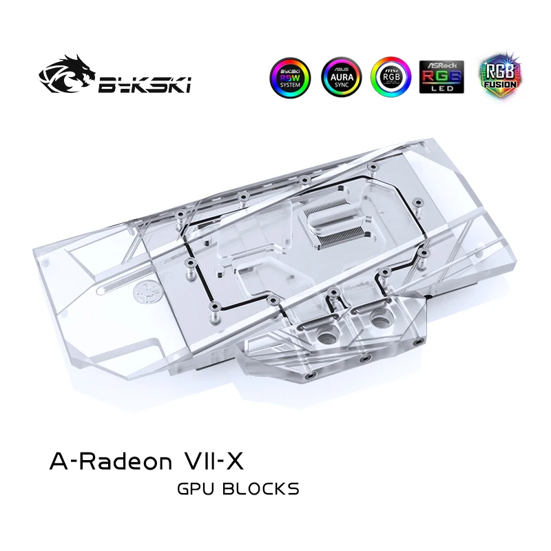 Bykski – bloc d'eau pour AMD Radeon VII, Sapphire RADEON 7, édition de référence, radiateur en cuivre à couverture complète, lumière RGB aura