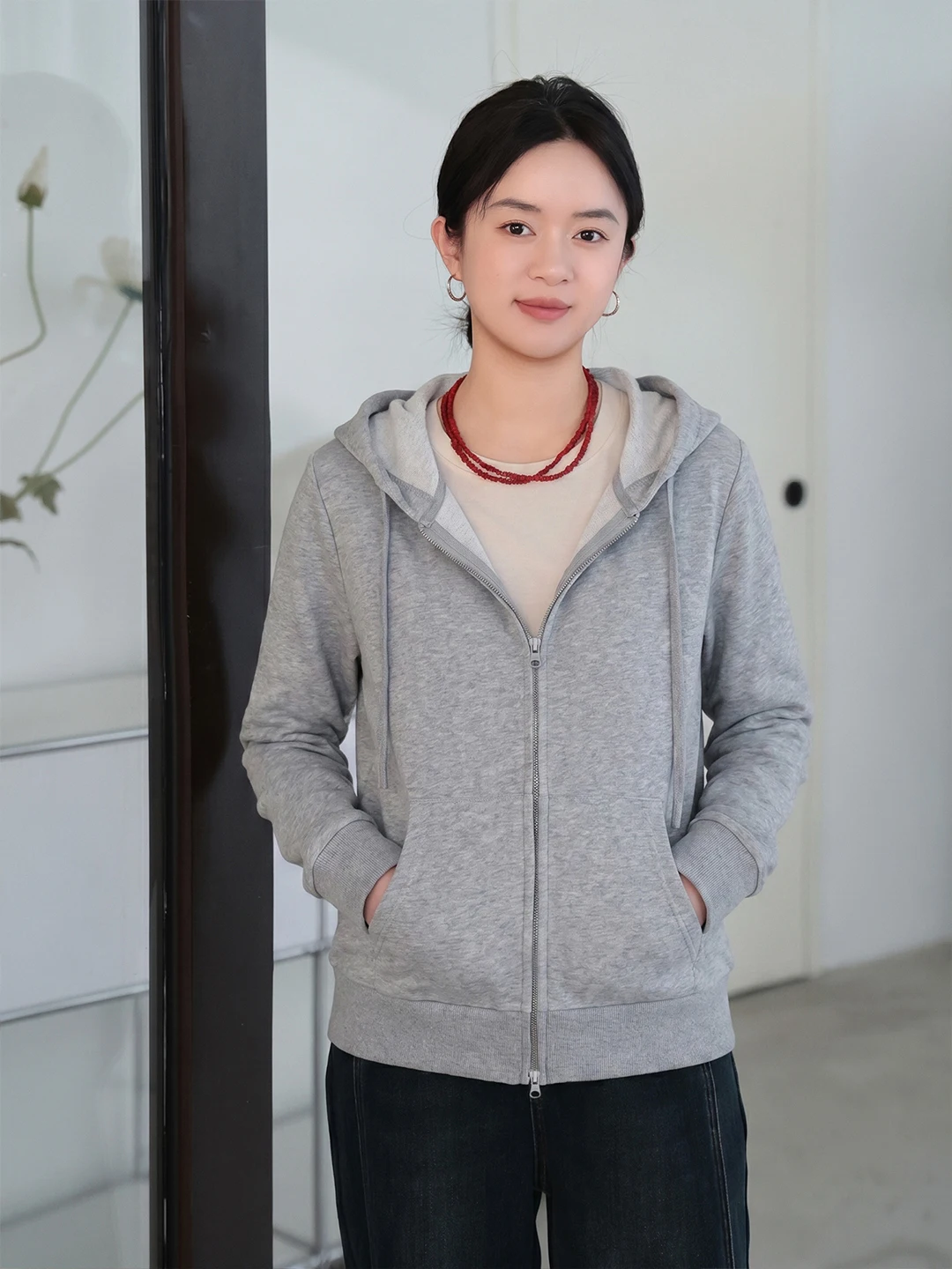 

Loose Cotton Linen Hoodie Jacket Women's Spring Casual Anti-aging Open Cardigan Top Breathable Long Sleeve Zipper Pure Color