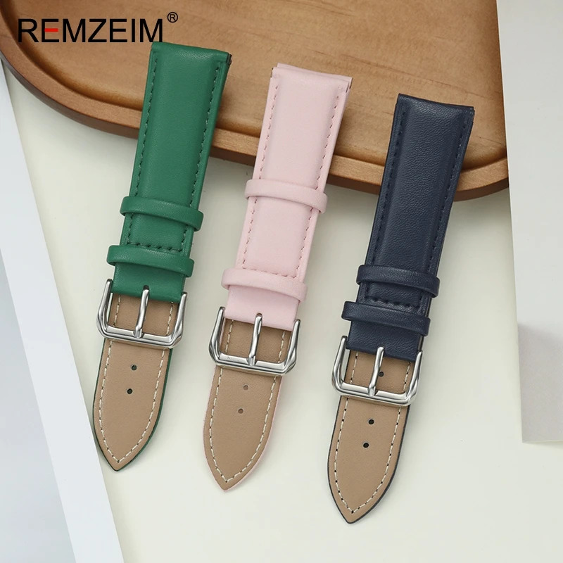 

Casual PU Leather Watch Bands 18mm 20mm 22mm Wrist Bracelets Men Women Soft Wrist Belt with Stainless Steel Buckle