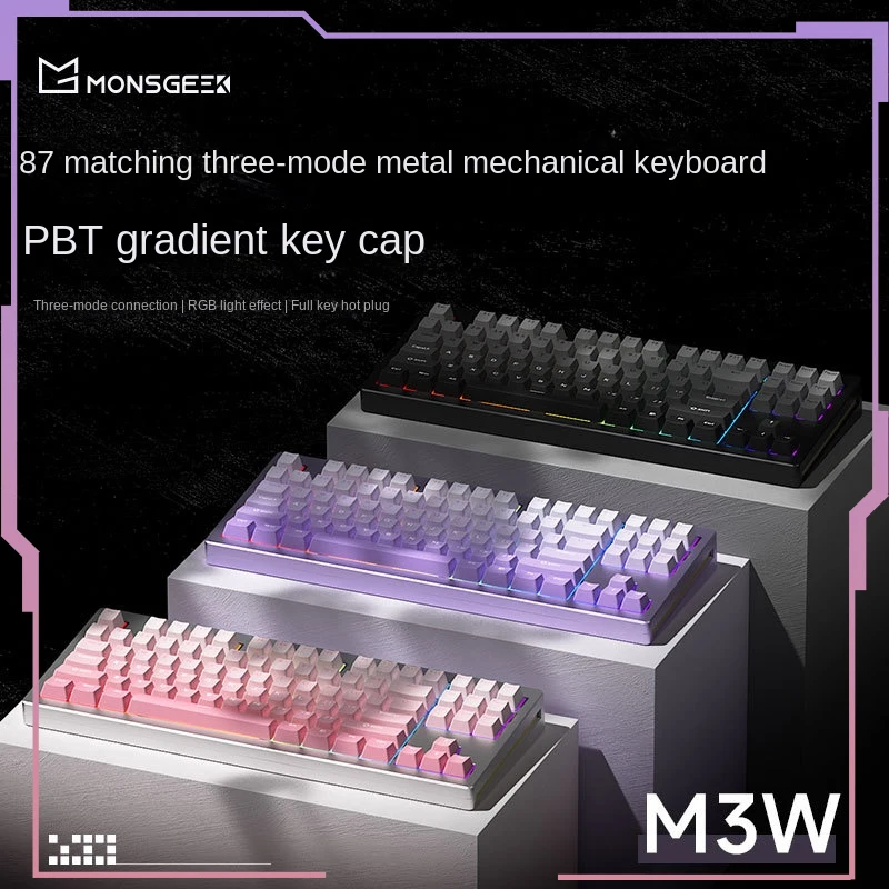 

Monsgeek M3w Mechanical Keyboard Bluetooth Wireless 2.4g Wired Three Mode Rgb Gasket Hot Swap 87 Keys Customized Gaming Keyboard