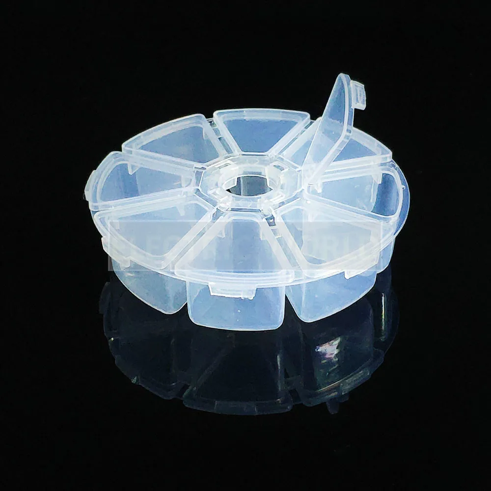 Container round 8 grids Plastic Box Practical Adjustable Compartment bead storage case Screw Holder Case Organizer