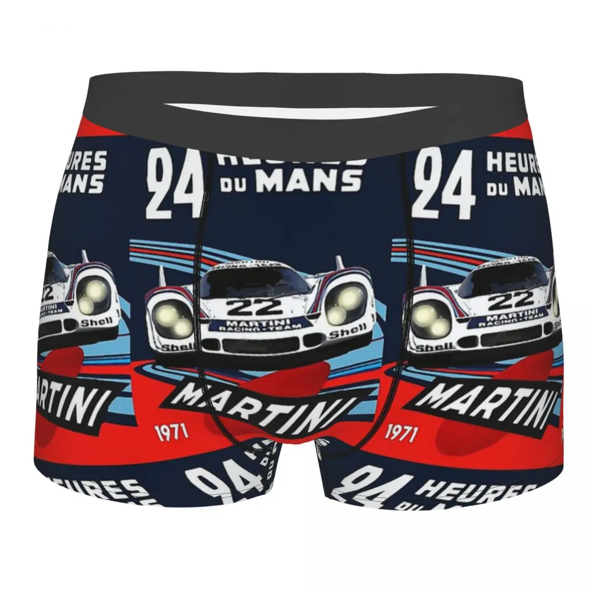 Men's Martini Racing Car Boxer, Cueca Altamente Respirável, Calções Estampados, Presentes de Aniversário, 24 Horas, 24 Horas, Qualidade Superior