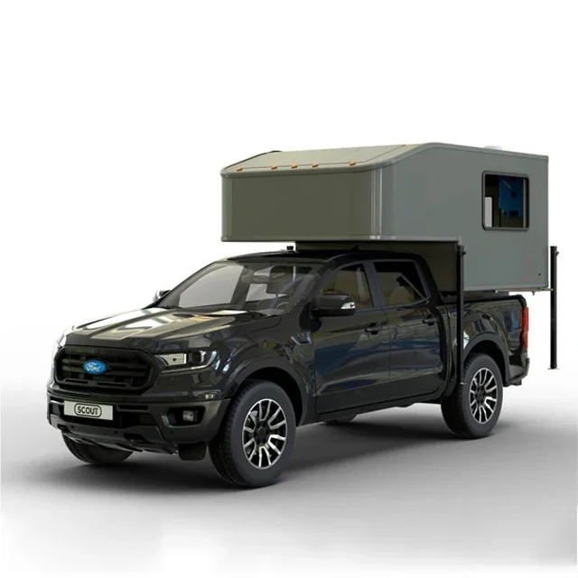 4x4 özelleştirilmiş Off-road kamp satılık özel kamyon karavan üzerinde çekme karavan pikap slayt