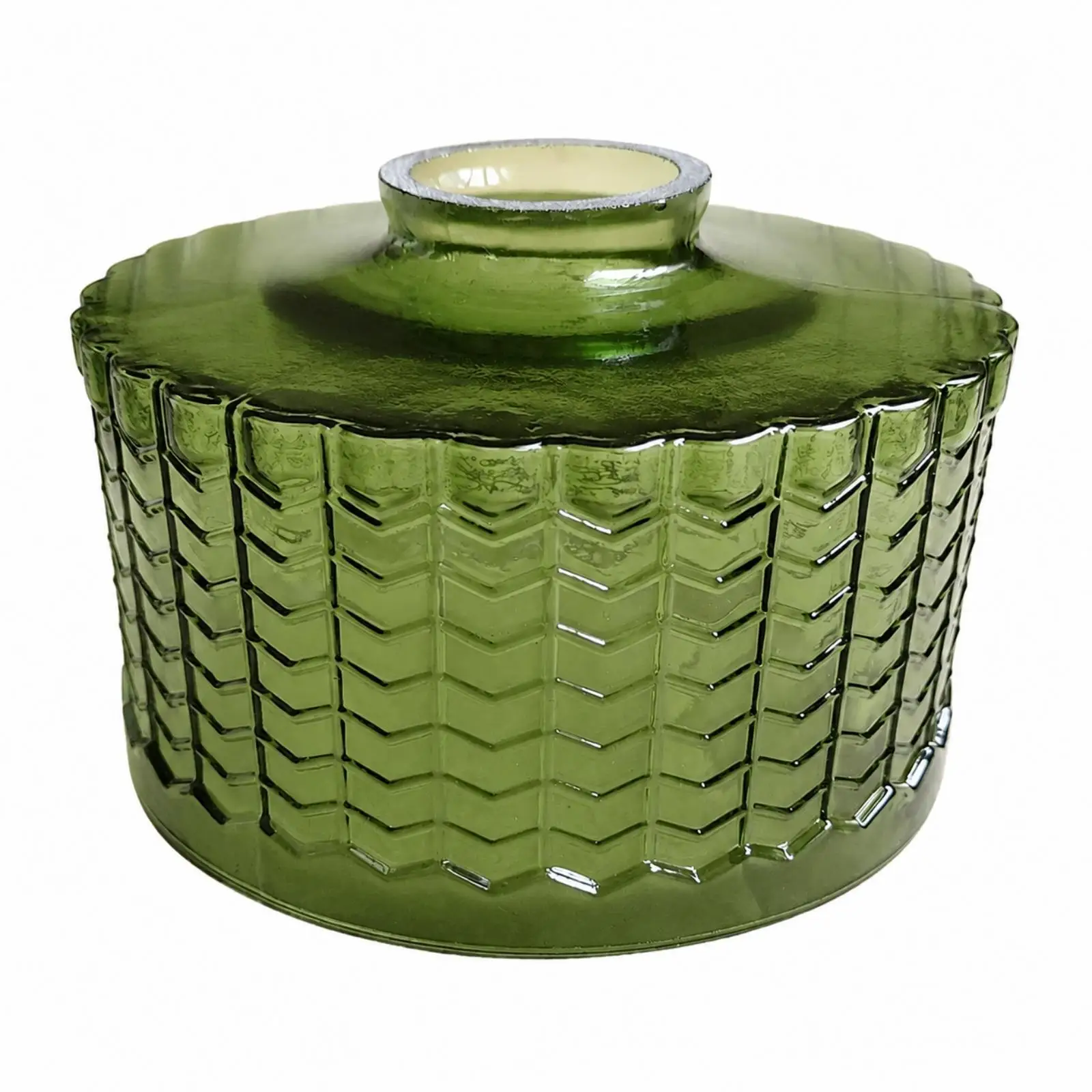 Glass Pendant-Lamp Shade with Zigzag Pattern Decorative Flared Glass Lamp Shade with Zigzag Pattern Glossy for Restaurant,