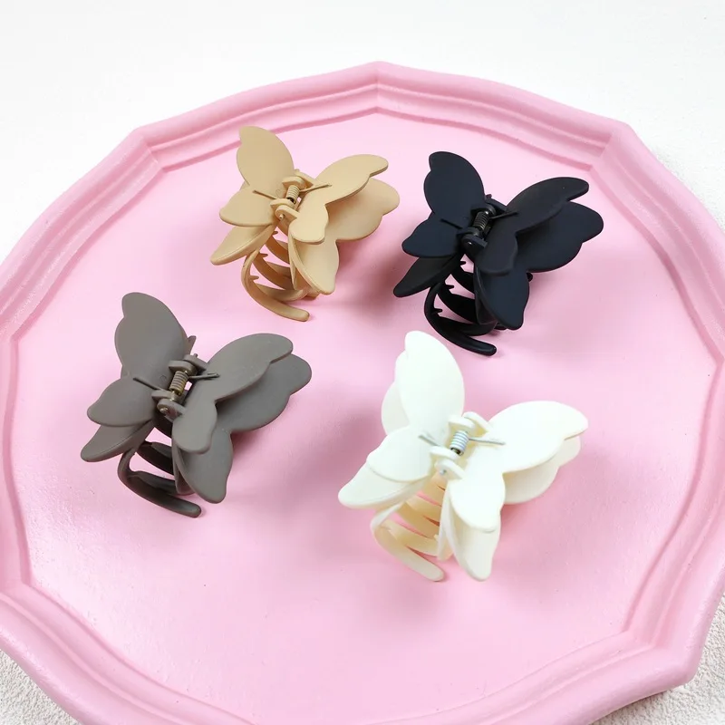 New Sweet Frosted Butterfly Hair Clip Women Simple Solid Color Fashion Exquisite Shark Clip for Girl Hair Accessories