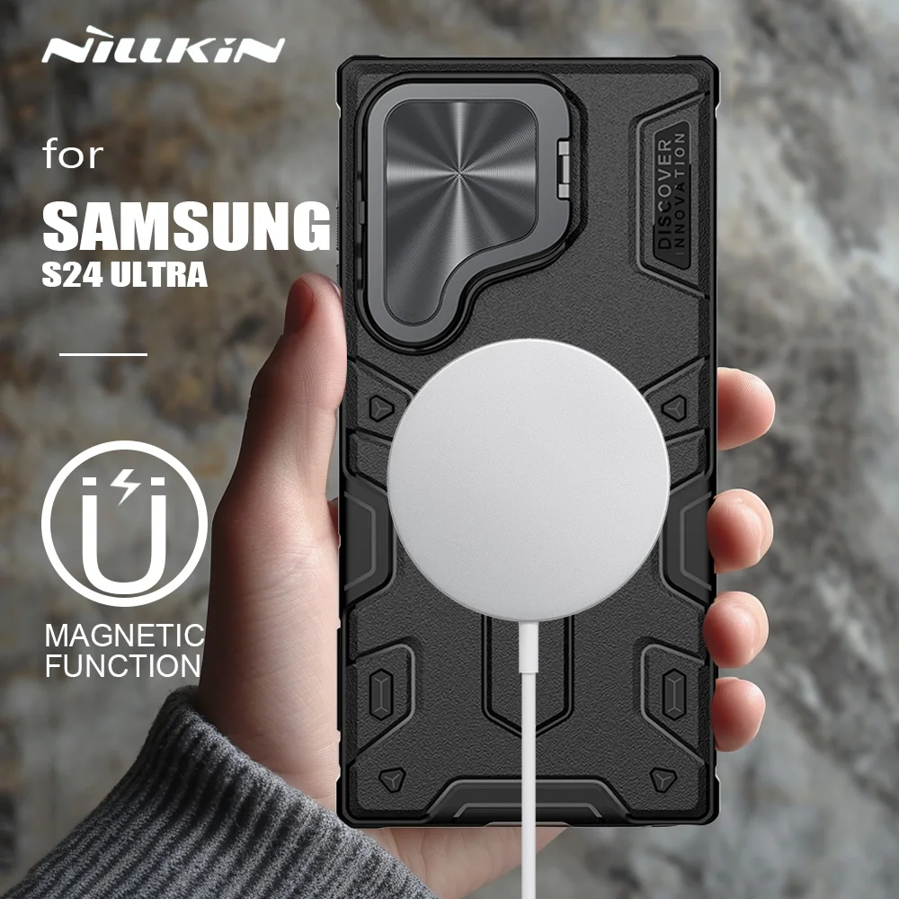 

Чехол для Samsung Galaxy S24 Ultra 5G чехол Nillkin Armor Prop Magsafe Магнитный чехол-подставка для камеры Samsung S24 Ультра чехол для объектива