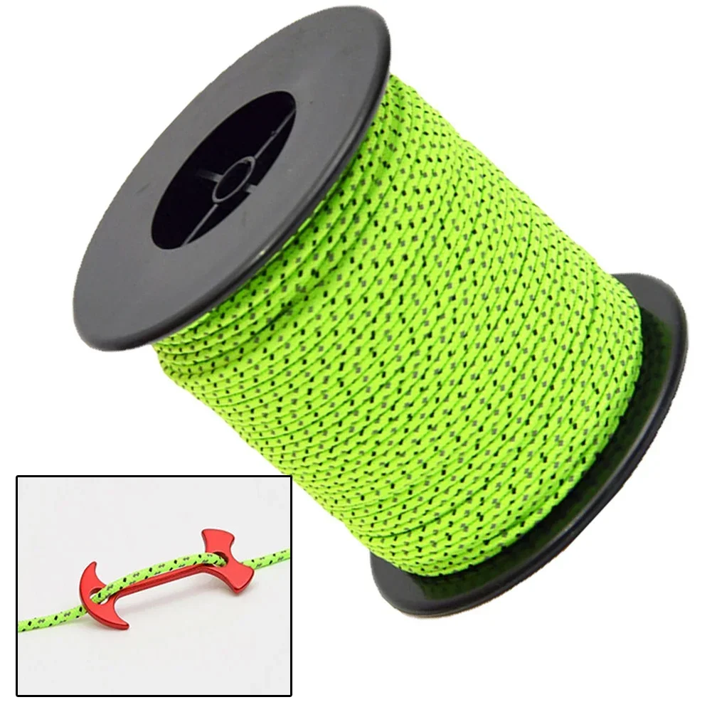 50M 2.5mm Tent Cord Rope Camping Awning Rope Reflective Guyline PP Tent Guy Line Windproof Rope Camping Supplies