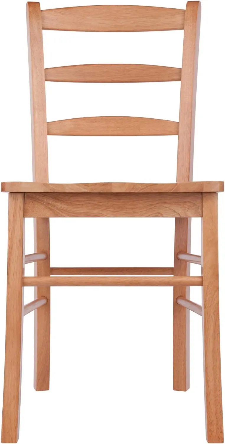 Silla trasera de madera con escalera, silla de comedor de roble claro, 2 piezas