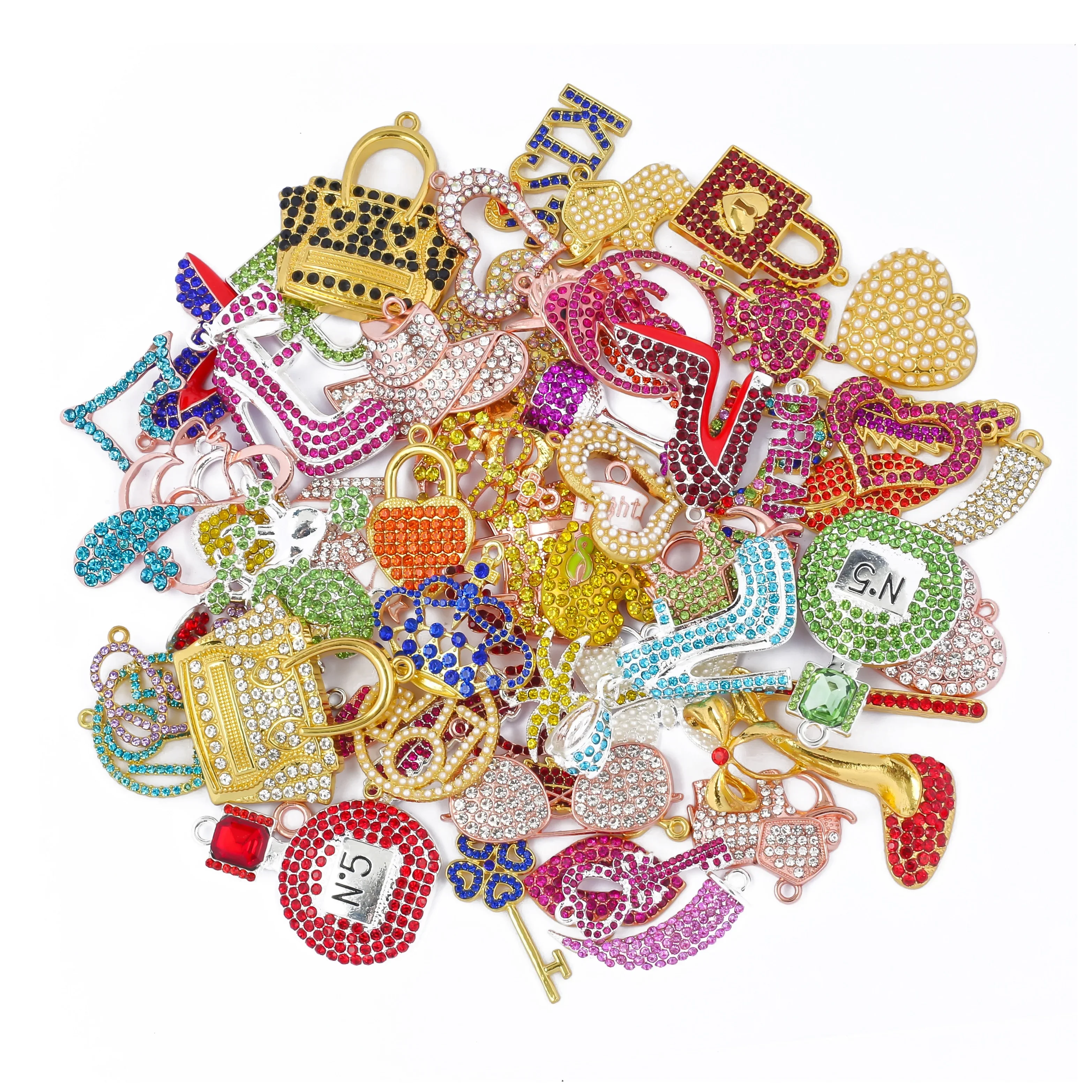 

50pcs Mixed Fashion Charms Picked at Random Fit for Women's DIY Jewelry Accessories T007