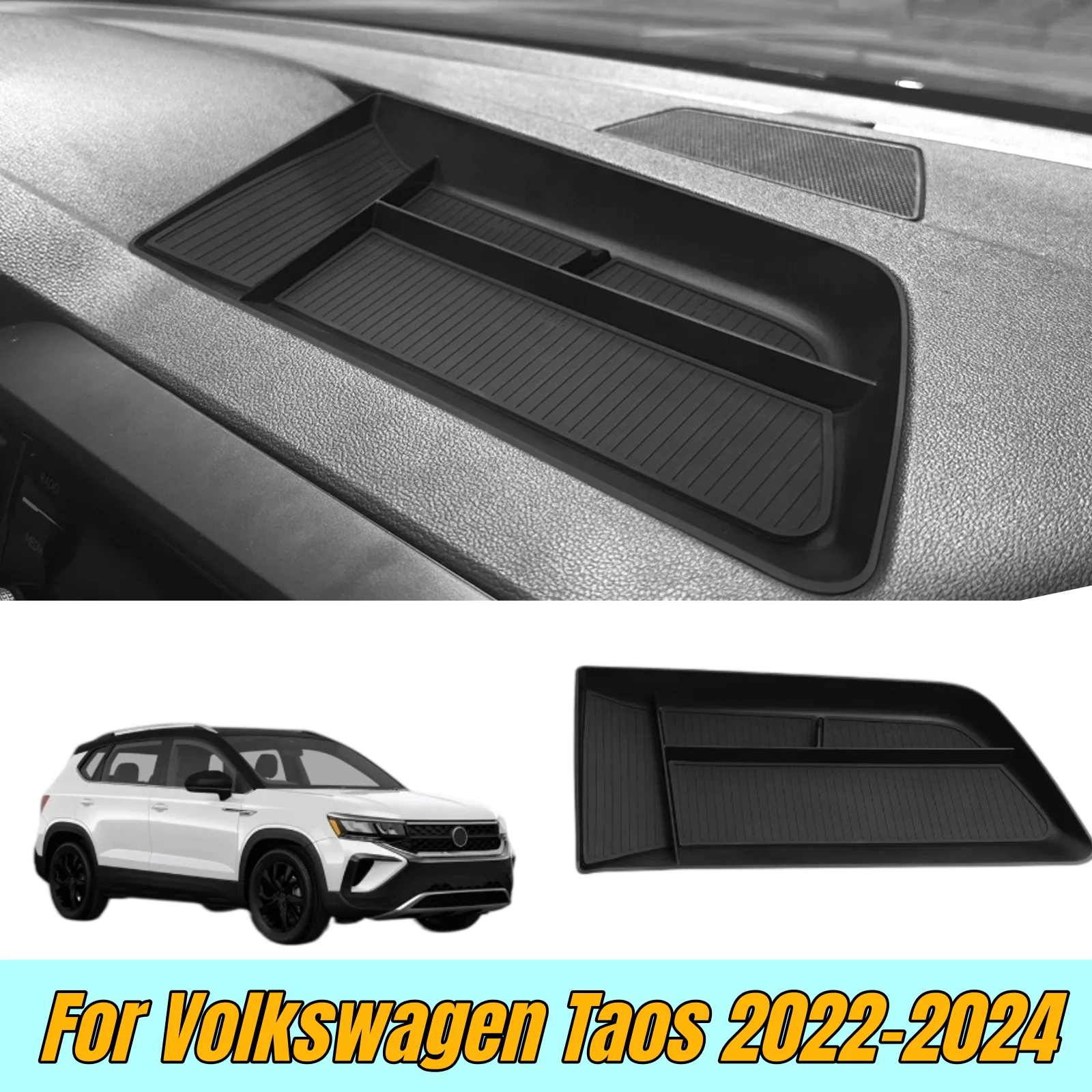 For Volkswagen Taos 2022-2024 (North American version) Car Dashboard Storage Tray Accessories Instrument Panel Organizer Box