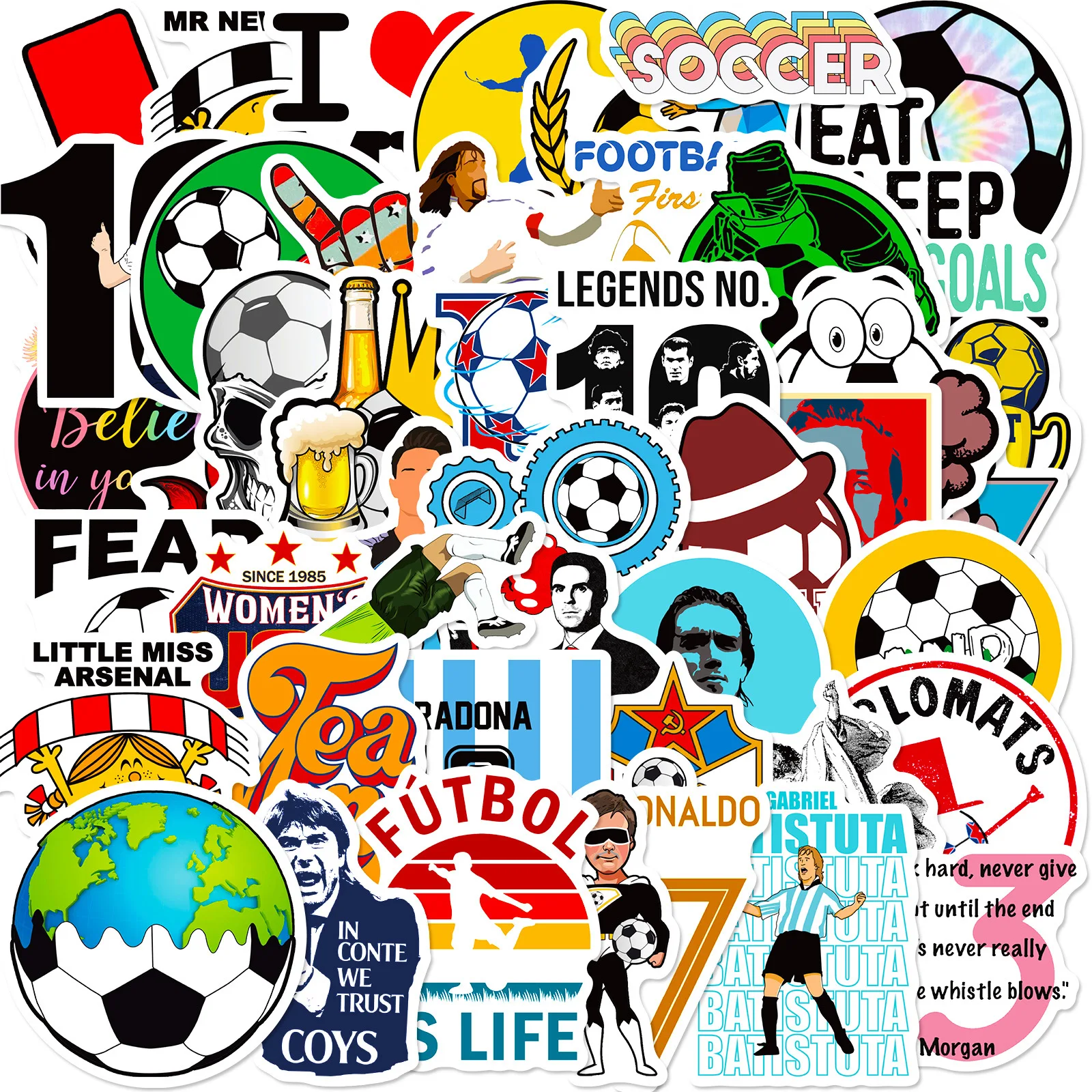 50Pcs Football Sports Series Graffiti Stickers Suitable for Laptop Helmets Desktop Decoration DIY Stickers Toys