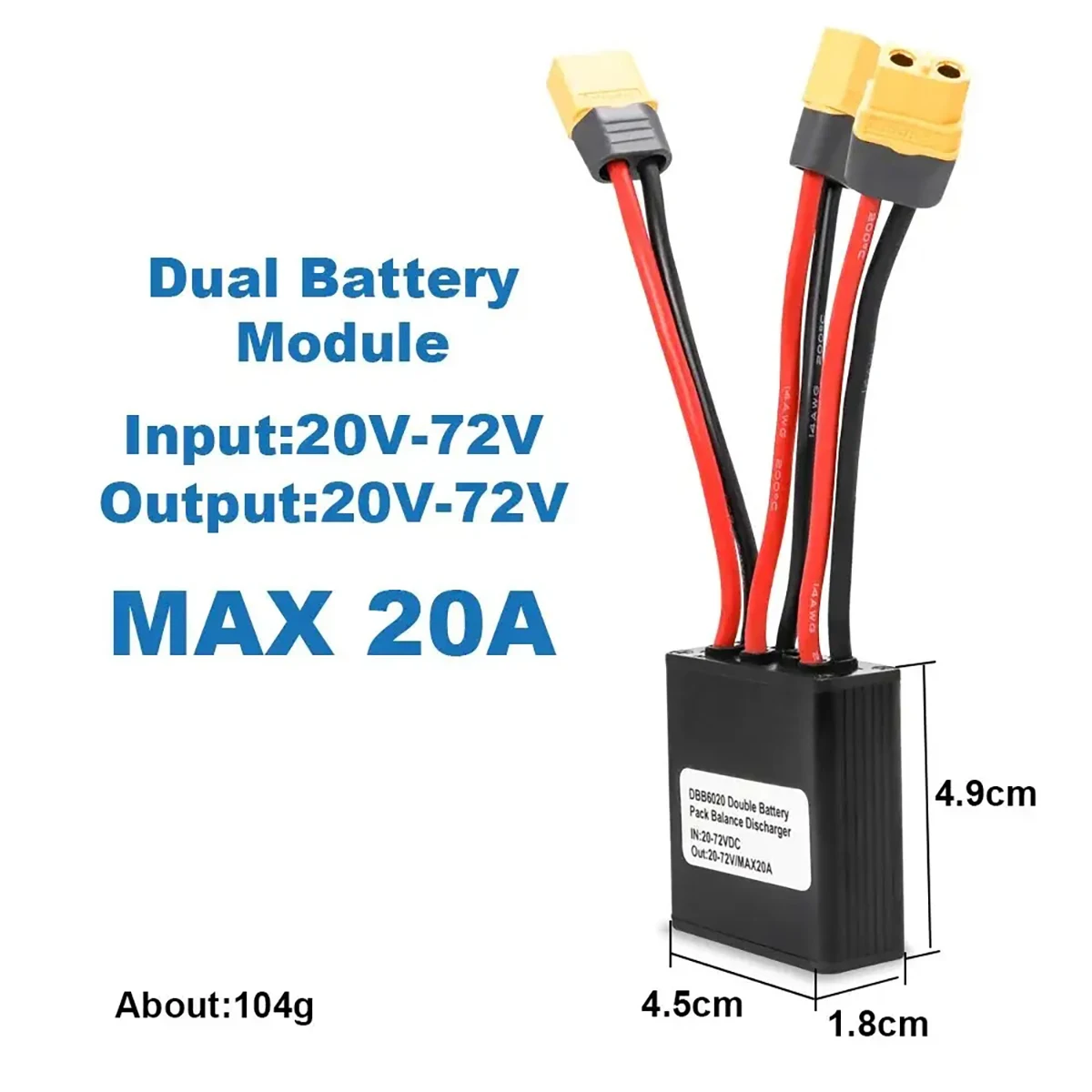 Double Battery Discharge Converter For E-bike 20A 30A 40A Dual Battery Pack Switch Balancer 24-72VDC