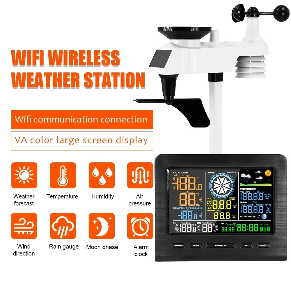2025Outdoor internet measure temperature pressure humidity wind gauge rain gauge wireless weather forecast station