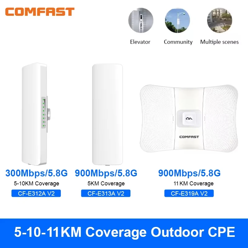 

COMFAST 5-11Km Long Range 30dBm High power Outdoor wifi CPE 900Mbp 5G 26dbi Antenna Access Point Signal Amplifier Bridge Router