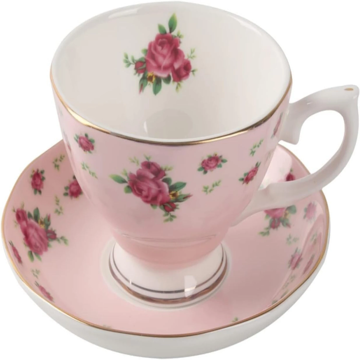 Delightful and stylish Tiger Rose Pottery ceramic coffee tea cup and saucer set for a perfect morning start. Classic and elegant