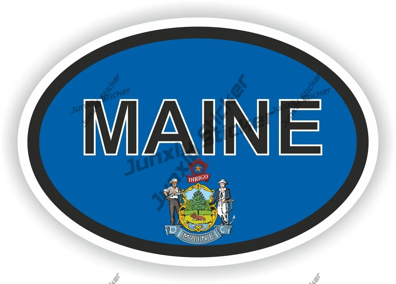 

Maine Flag Oval Sticker Cover Scratches Decoration Waterproof Decals Accessories For The Car Accesories Travel Window Bumper Suv