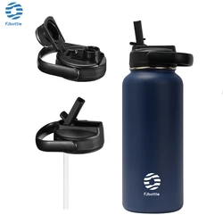 FEIJIAN Thermosfles met Stro Sport Rvs Thermoskan Geïsoleerde Waterfles met Handvat Deksel 950/1200 ml