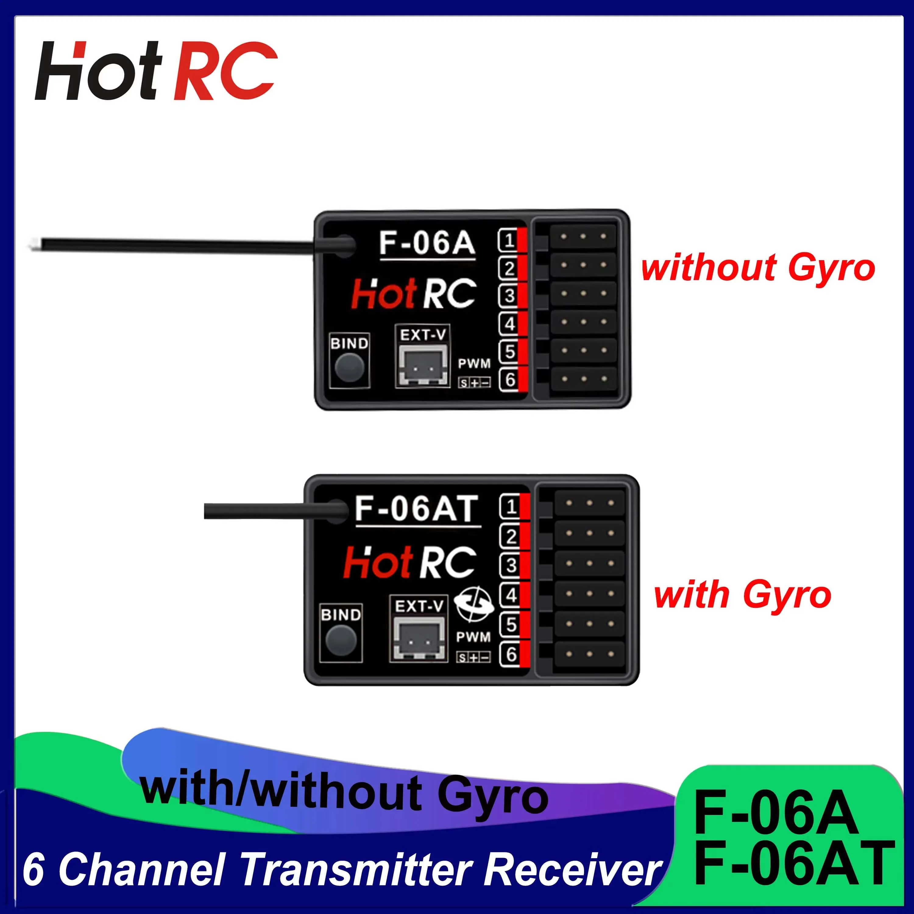 Hotrc 6 kanal F-06A F-06AT 6ch gyro 2,4 ghz empfänger rc modell teile für fernbedienung sender rc auto boot tank spielzeug
