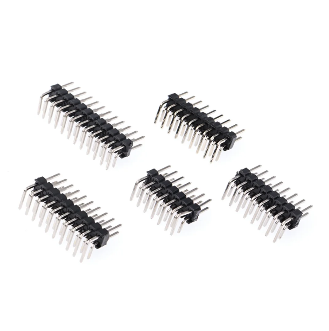 10PCS 2.54mm Double Row Right Angle PCB Board Copper Pin Header Connector Male Pinheader 1*3/4/10/12/15/40Pin for Arduino