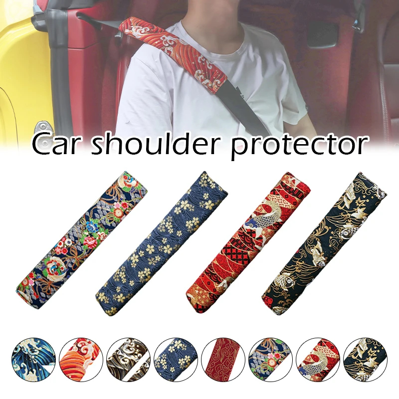 

2pcs Car Seat Belt Cover Shoulder Pads 27cm Breathable Comfort Seatbelt Padding Japanese Style Luxury Interior Auto Accessories