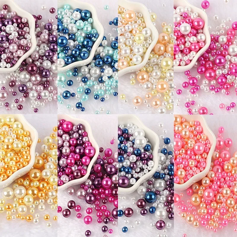 3-10mm 10g bez otworu z imitacji perły ABS okrągłe plastikowe paciorek do naszyjnika akrylowe do komponenty do wyrobu biżuterii DIA
