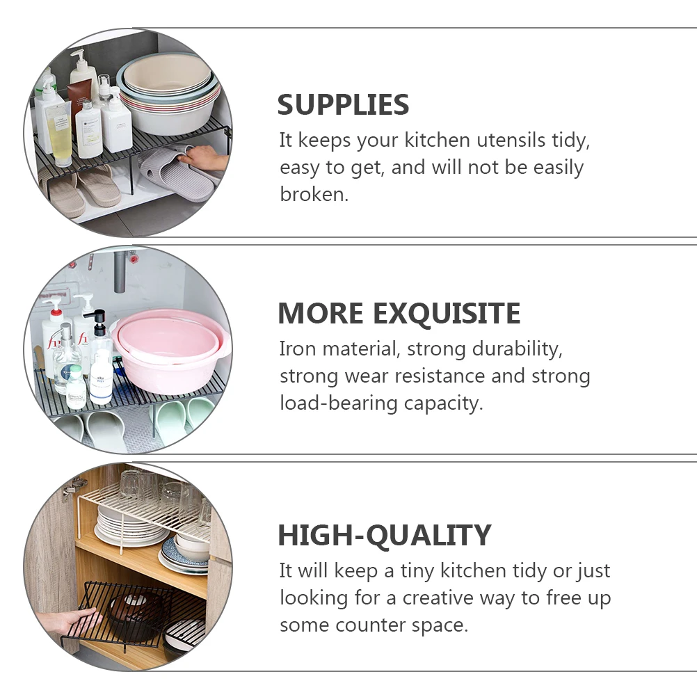 

Adjustable 2-Tier Kitchen Shelf Expandable Rack Organizer for Cups Bottles Seasoning Jars Iron Material Strong Load