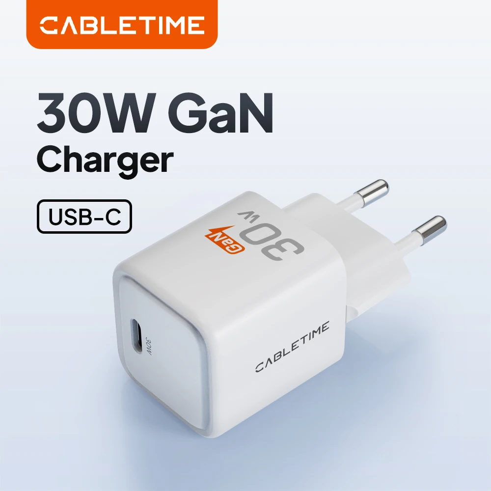 CABLETIME 30 W GaN Ladegerät PD QC 3,0 Schnelle USB Typ C Lade Typ C PD 3,0 Schnelle Telefon Ladegerät für iPhone 15 iPad Huawei Ladegerät