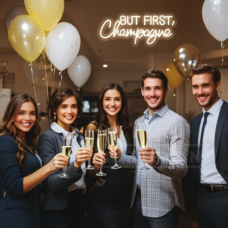 ولكن أول علامة نيون الشمبانيا USB بالطاقة اللاسلكية تصميم ديكور مثالي للمنزل بار المطبخ حفلة غرفة المعيشة جدار الفن #4