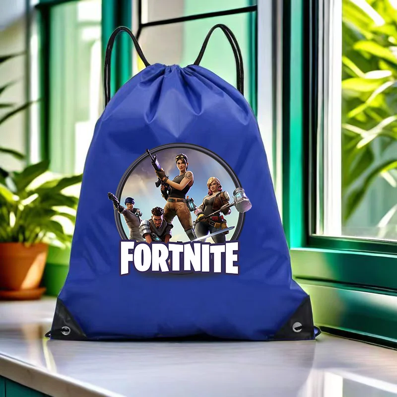 Fortnite Game Anime Polyester Drawstring Bag Large Capacity Sports Waterproof Purse Boys Basketball Storage Bag Birthday Gift