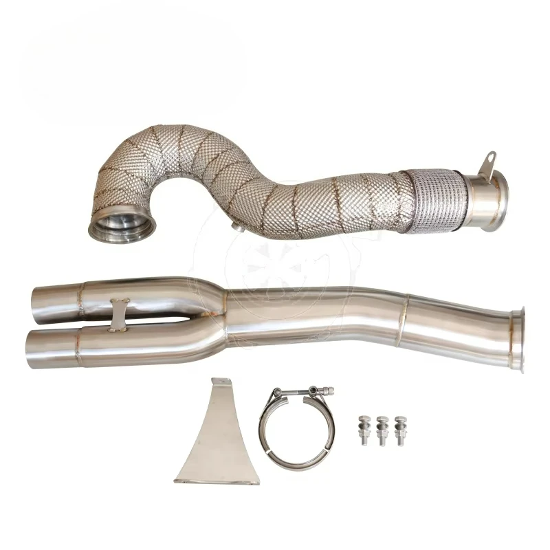 Выхлопная труба (даунпайп) 3,5 дюйма для TTRS 8S RS3 8V 2.5 TFSI EVO2 (EA855) 2017+ с теплозащитным экраном