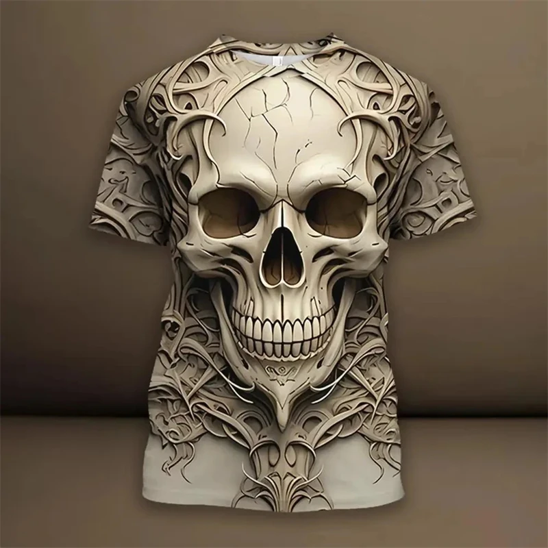 Skull Skeleton 3D Print T-Shirts Men Women Casual Fashion Streetwear Oversized Short Sleeve T Shirt Funny Tees Tops Man Clothing