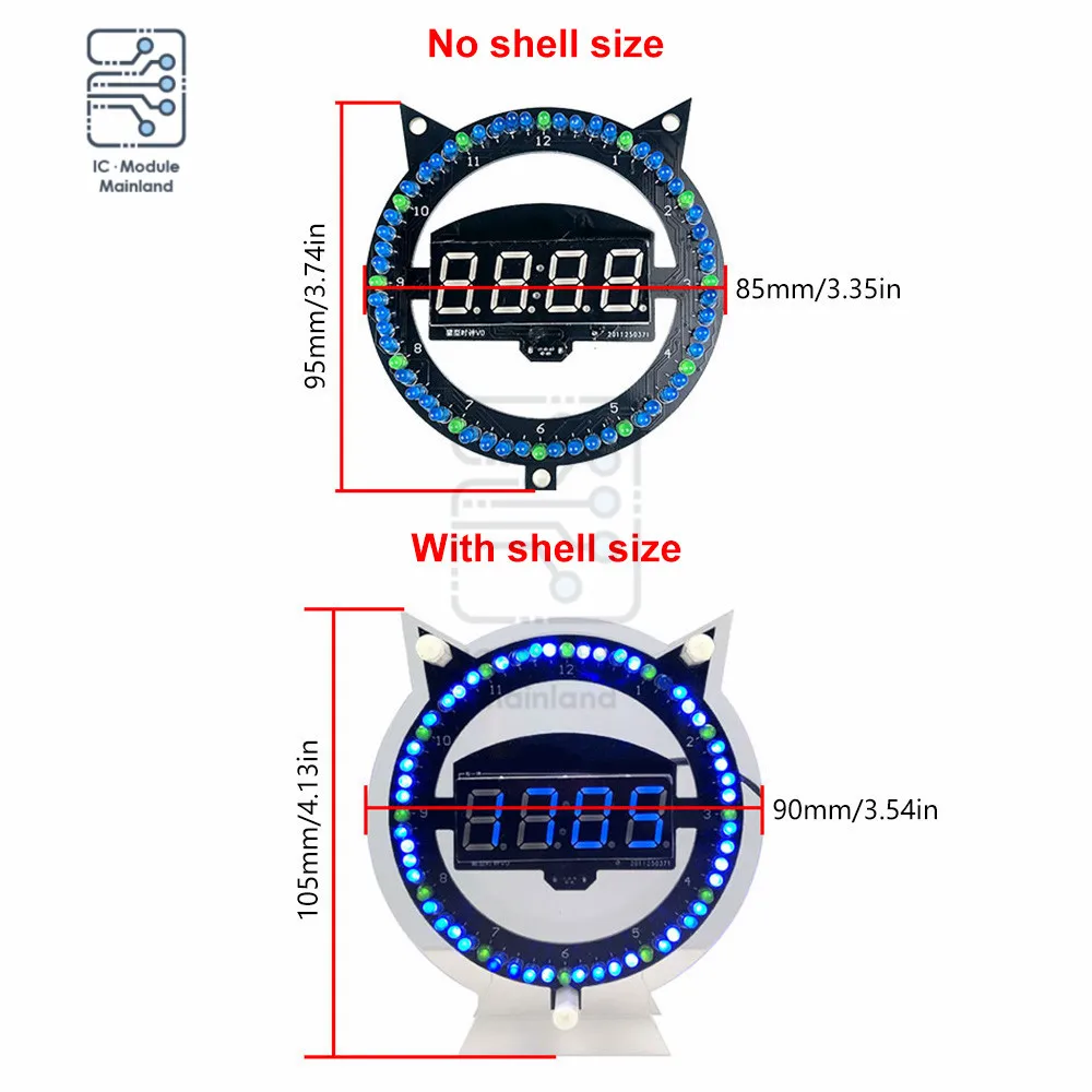 LED Fun Alarm Clock DIY Electronic Soldering Kit Multi-function Kitten Clock Creative Light Control Temperature