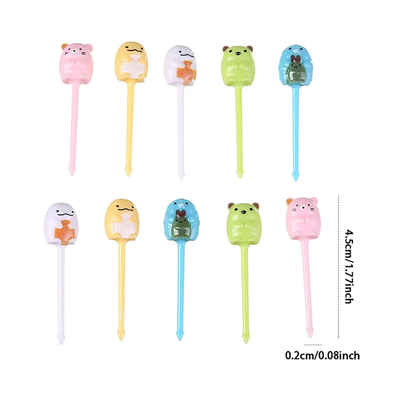 10Pcs Animal Fruit Fork Fruit Food Picks Bento Box Picks Cartoon Animal Food Toothpicks Bento Box Accessories Fruta Palillos