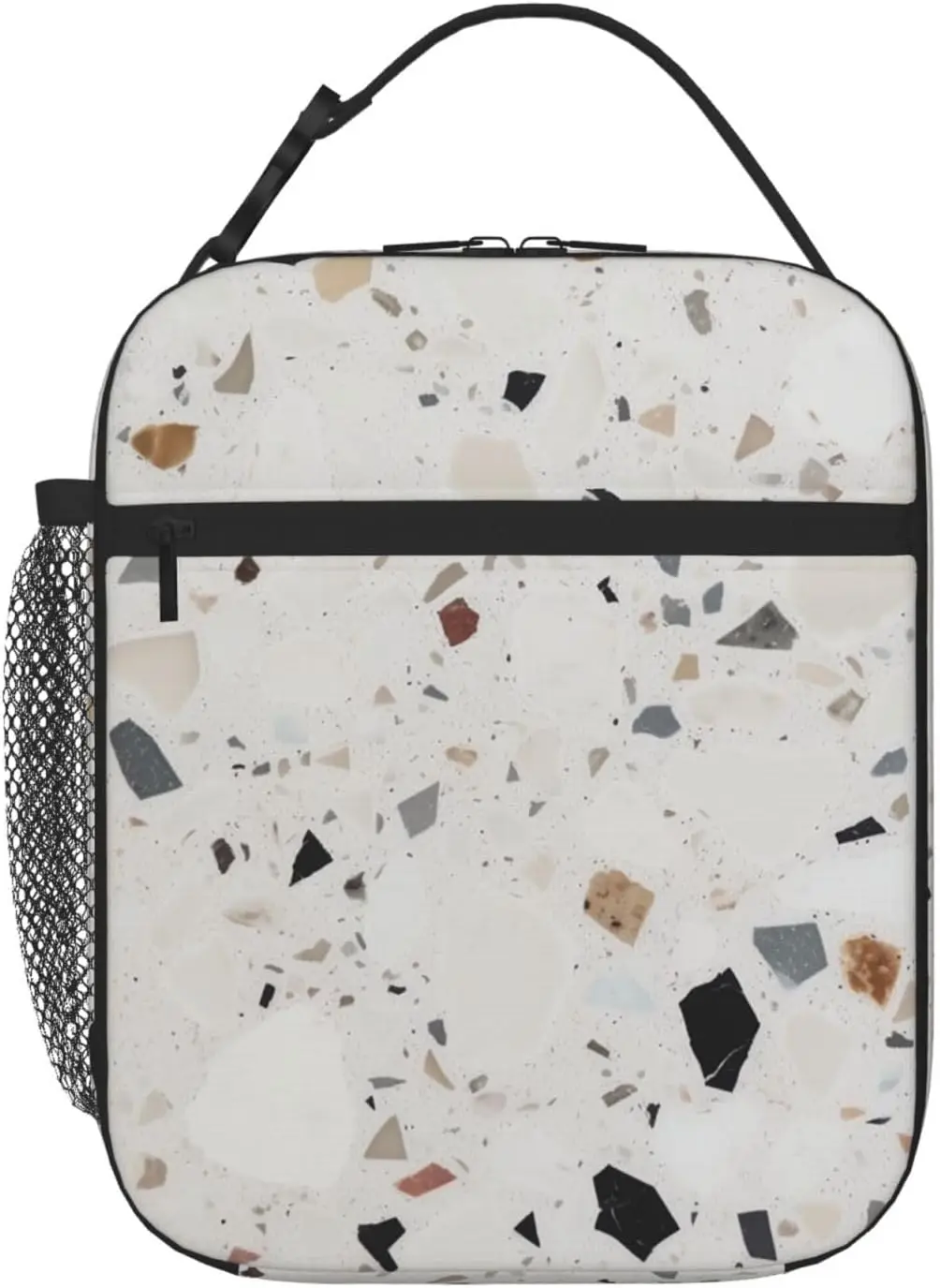 

White terrazzo Print Lunch Bag for Women Men Insulated Lunch Box Reusable Lunch Tote Bags Leakproof Lunchbox